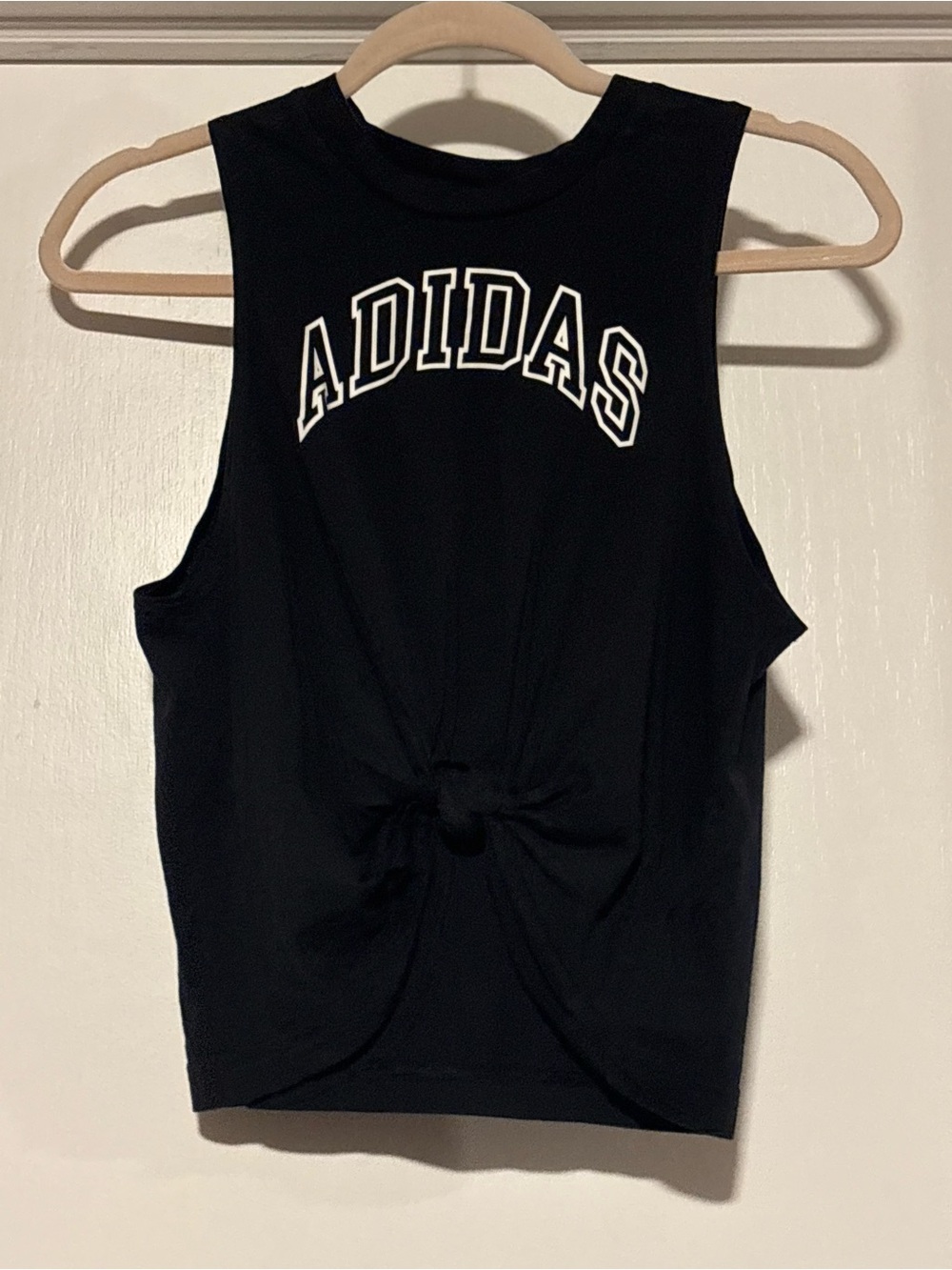 adidas Black Knotted Muscle Tank with White Logo